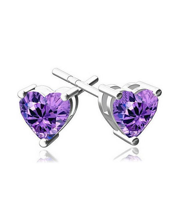5 Piece Assorted Earring Set made With Crystals with Luxe Box - Amethyst ITALY Made - FajarShuruqSA