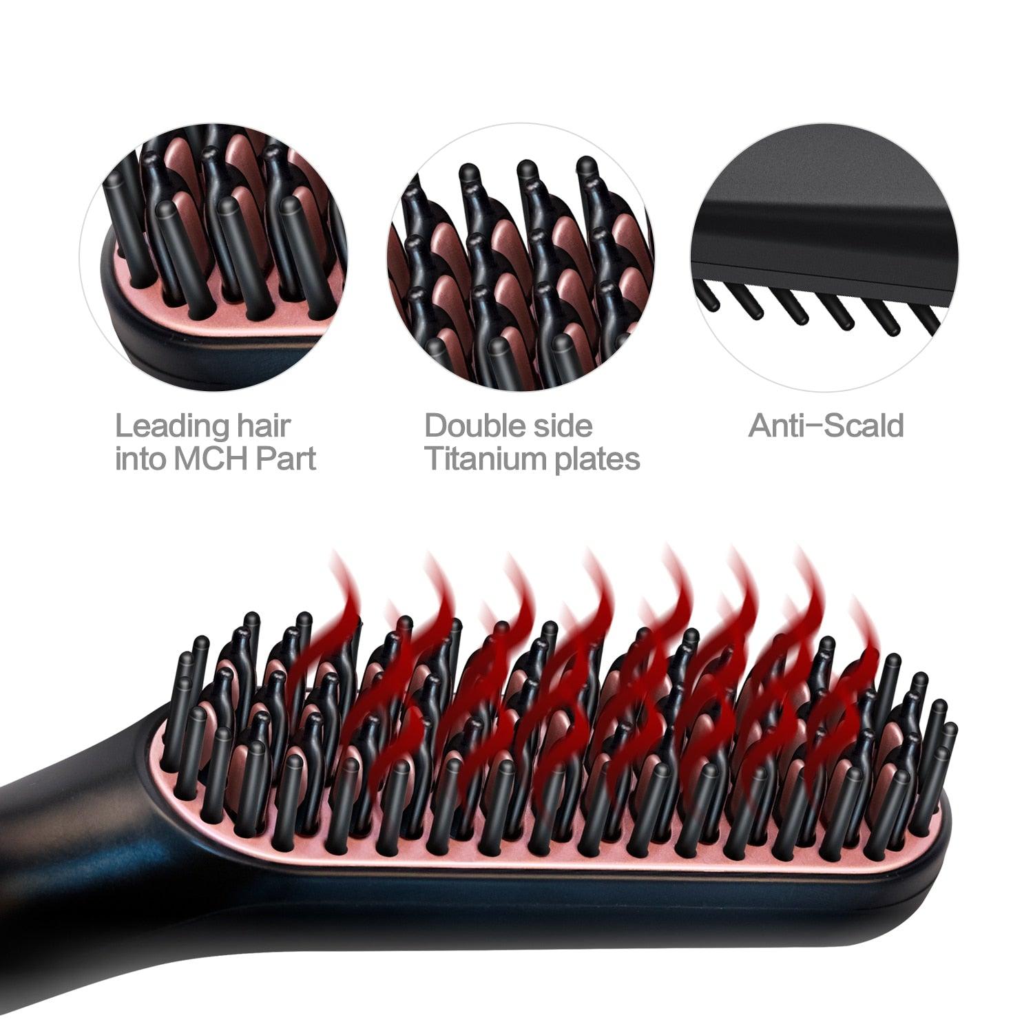 3 in 1 Multifunctional Hair Comb Brush Beard Straightener - FajarShuruqSA