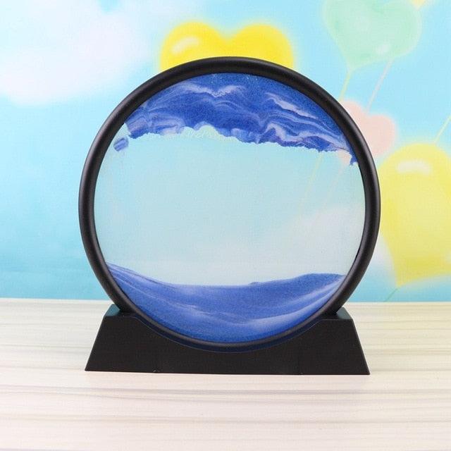 7/12inch Moving Sand Art Picture Round Glass 3D Sand Painting - FajarShuruqSA