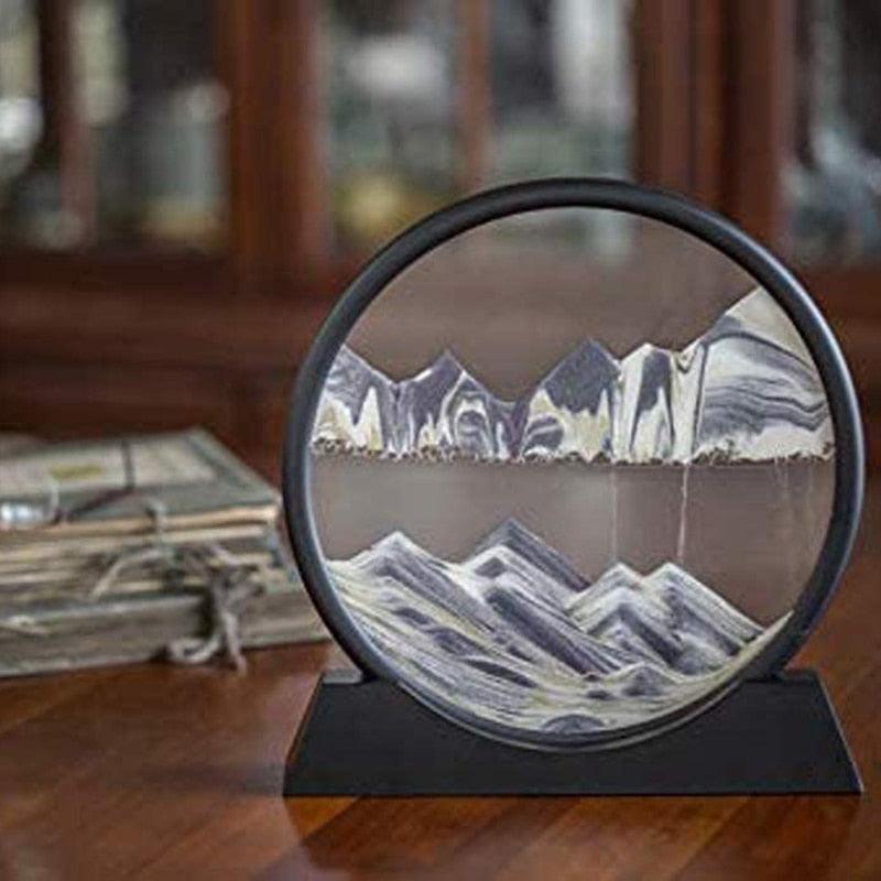 7/12inch Moving Sand Art Picture Round Glass 3D Sand Painting - FajarShuruqSA
