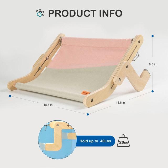 Mewoofun Sturdy Cat Window Perch Wooden Assembly Hanging Bed Cotton Canvas Easy Washable Multi-Ply Plywood Hot Selling Hammock - FajarShuruqSA