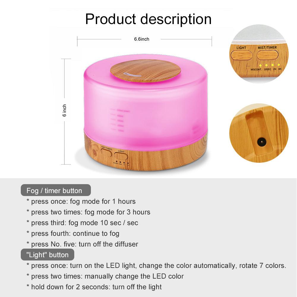 Multi-Color LED 500ml Humidifier - FajarShuruqSA