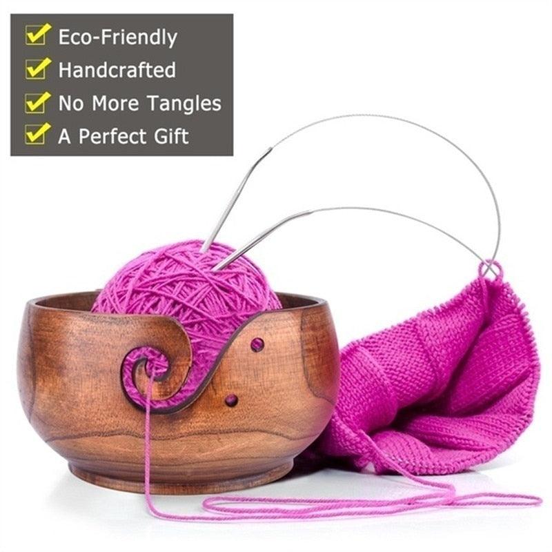 Handmade Wooden Yarn Bowl - FajarShuruqSA