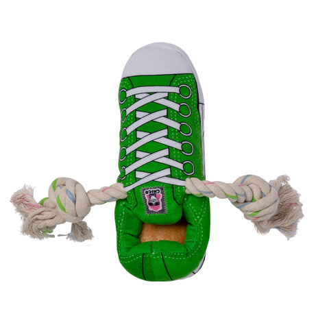 Squeaking Comfort Plush Sneaker Dog Toy - Green FajarShuruqSA