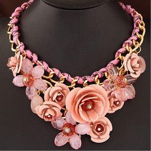 Color Flower Crystal Necklace - FajarShuruqSA