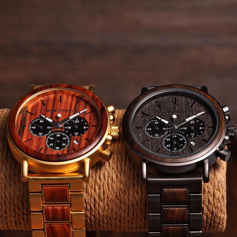 BOBO BIRD Gold Watch Men Luxury Brand Wooden Wristwatches - FajarShuruqSA