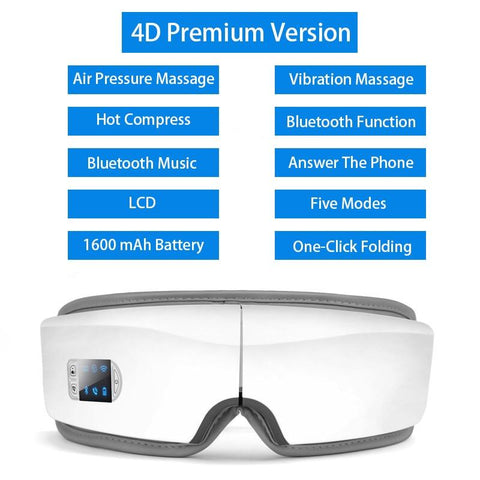 4D Smart Airbag Vibration Eye Massager Eye Care Instrument Hot Compress Bluetooth Eye Fatigue Massage Glasses - FajarShuruqSA