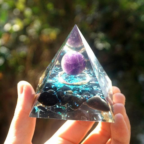 Energy Generator Orgone Pyramid Amethyst Peridot Healing Natural Crystal - FajarShuruqSA
