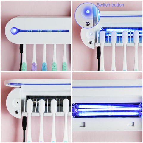 Support Dropshipping 2 in 1 UV Light Ultraviolet Toothbrush Sterilizer  Automatic Toothpaste Dispenser Toothbrush Holder Home - FajarShuruqSA