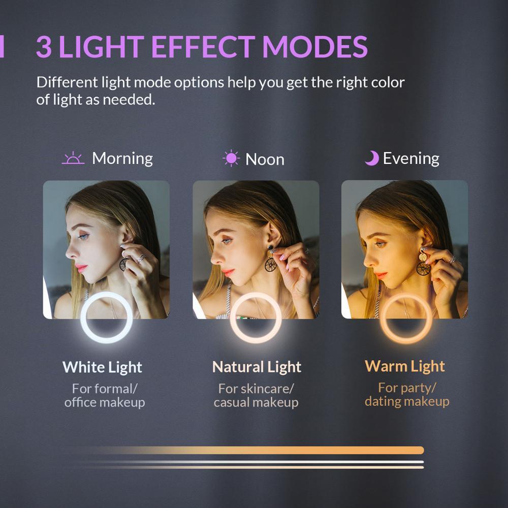 EASEHOLD 2x/5x/10x Magnifying Makeup Mirror Vanity 66 LEDs Rechargeable 3 Color Modes Adjustable 180 and 90 Degree Rotation - FajarShuruqSA