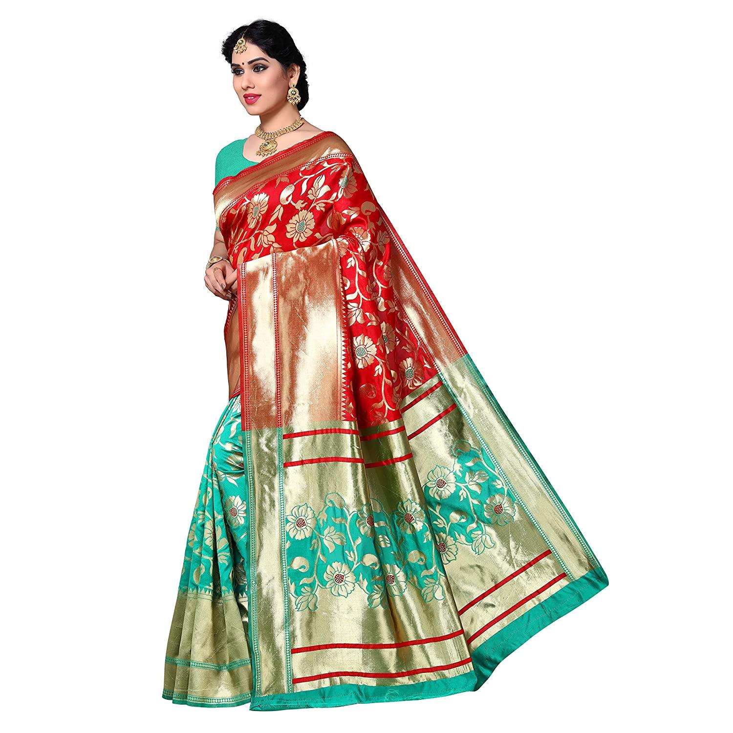 Women's Kanjivaram Saree With Blouse Piece Indian Sari Traditional Saree Wedding Dress Handmade Famous Actress Style Party Wear Free Size Ethenic Wear Clothes - FajarShuruqSA