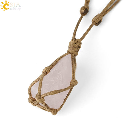 Natural Stone Rope Wrap Necklace
