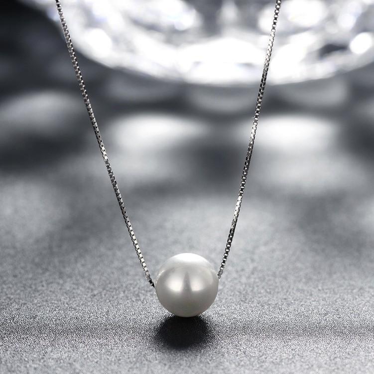 Single Pearl 0.925 Sterling Silver Necklace - FajarShuruqSA
