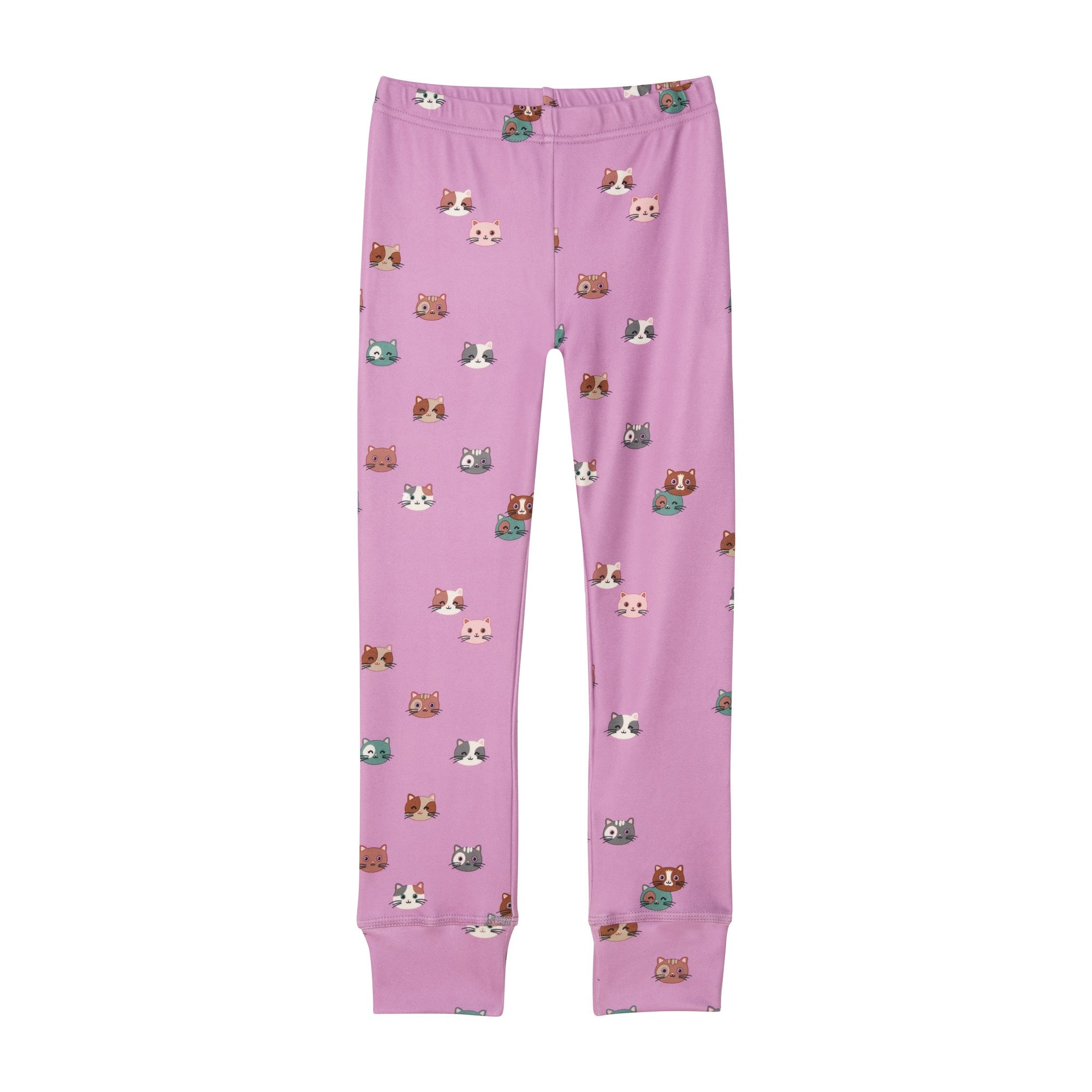 Two Piece Thermal Underwear Purple With Printed Little Cats