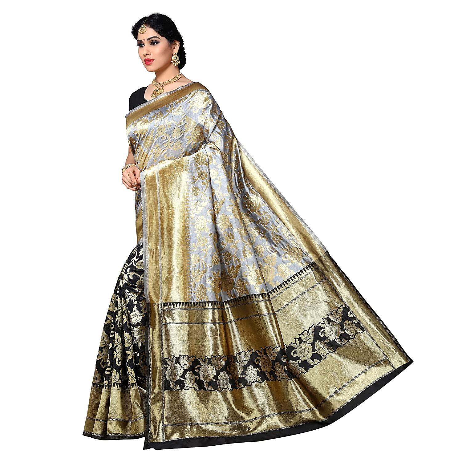 Women's Kanjivaram Saree With Blouse Piece Indian Sari Traditional Saree Wedding Dress Handmade Famous Actress Style Party Wear Free Size Ethenic Wear Clothes - FajarShuruqSA