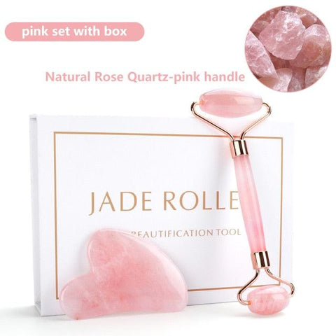 Natural Rose Quartz Jade Roller - FajarShuruqSA