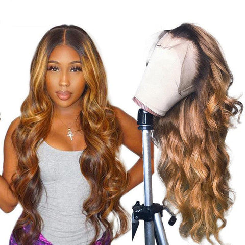 Ombre Lace Front Human Hair Wigs Remy Colorful - FajarShuruqSA