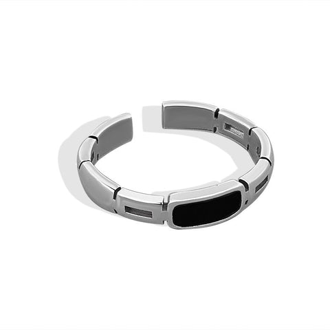 Silver Color Black Stone Ring