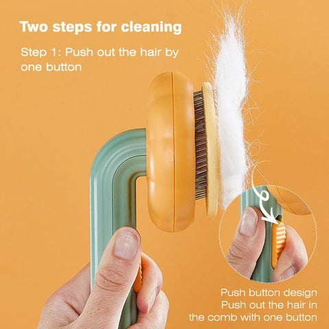 Pumpkin Pet Brush, Self Cleaning Slicker Brush - FajarShuruqSA