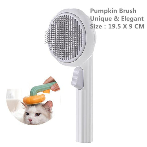 Pumpkin Pet Brush, Self Cleaning Slicker Brush - FajarShuruqSA
